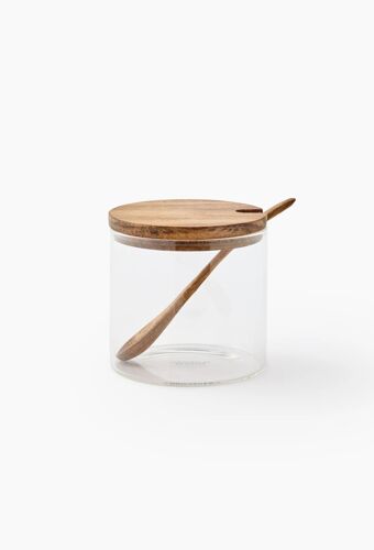 Pot À Condiments, Couvercle Bois D'acacia