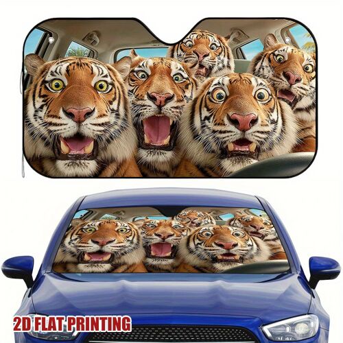 Pare-Soleil De Voiture Sur Le Thème Du Tigre | Pare-Soleil Tendance Et Décoration Intérieure De Véhicule En Fibre De Polyester, Applicable Universellement