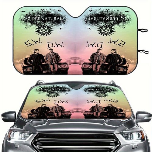 Pare-Soleil Pour Voiture Supernatural - Protection Uv, 57,09 X 27,56 Pouces, Pliable, Inclut 2 Ventouses Gratuites, Adapté Aux Camping-Cars, Suv Et Auvents, Matériau Durable, Design Enroulable, Thème Supernatural