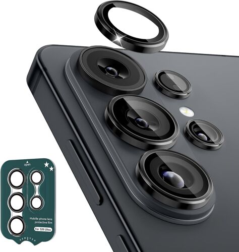KALANKA-imlukies Protection Objectif Caméra pour Samsung Galaxy S26 Ultra, Verre Trempé 9H avec Bordure en Aluminium, Ultra-Haute Définition, Résistant Aux Rayures, Compatible avec Les Coques,Noir