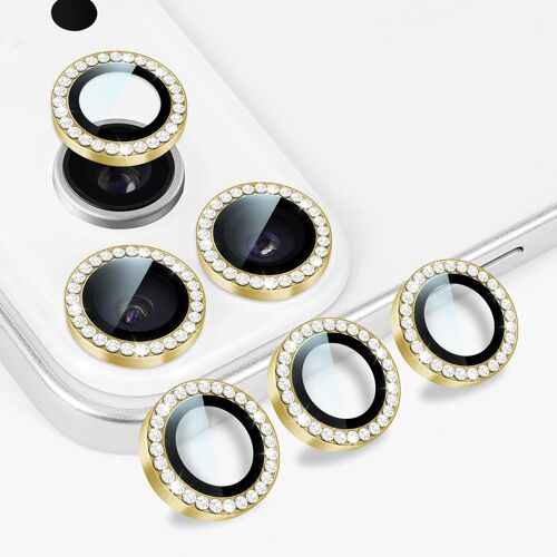 KALANKA-Caméra Arrière Protection Compatible pour iPhone 17 Pro/Pro Max, Diamant Paillettes 9H HD Clear Verre Trempé Protecteur Objectif Anti-Rayures Couverture Complète iPhone 17 Pro/Pro Max - Or