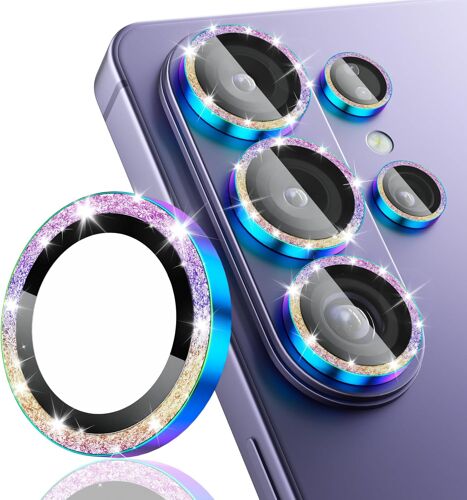 KALANKA-Protection d¿Objectifs Caméra Bling pour Samsung Galaxy S26 Ultra, Verre Trempé 9H Anneaux de Protection en Alliage d¿Aluminium, Claire HD avec Décoration Pailletée, Multicolore Pailleté