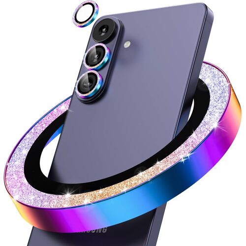 KALANKA-imlukies Pailleté Caméra Arrière Protecteur pour Samsung Galaxy S26, Dureté 9H Protection Objectif Caméra avec Bordure en Aluminium, Résistant Aux Rayures, AR+AF Film Verre Trempé, Coloré Gli