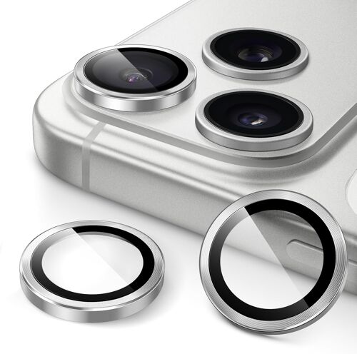 KALANKA-Protecteur d'Objectif de Caméra pour iPhone 17 Pro 6,3 Pouces et iPhone 17 Pro Max 6,9 Pouces, Verre Trempé 9H Anneau Individuel en Métal, HD Transparent, 1 Série (Argent)
