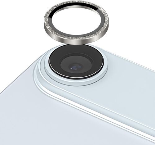 KALANKA-Pour iPhone Air Film de Protection D'objectif, Verre Trempé Cadre Noir, Design en Aluminium Pailleté, Résistant Aux Rayures Compatible avec iPhone 17 Air (Gris)
