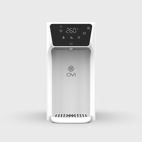 OVI E - Blanc - Fontaine à eau filtrante compact plug & play - filtration 4 étapes + UV-C, sans raccordement, compact, maison, bureau, camping-car, bateau
