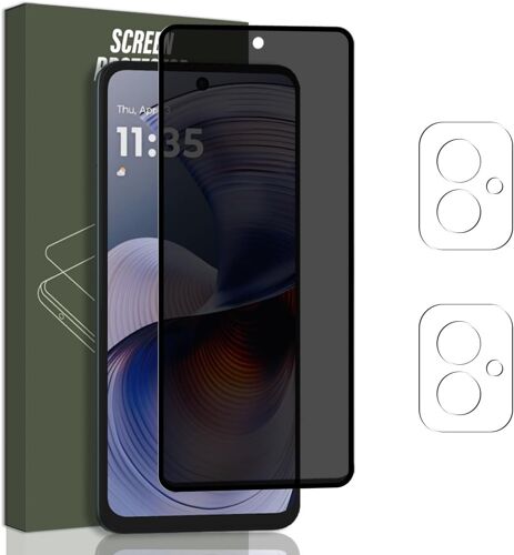 KALANKA-Verre Trempé Anti-espion pour Motorola Moto G55, Contenir 1 Pièce Film Protection Ecran de Confidentialité et 2 Pièces Caméra Arrière Protecteur, Protection écran pour Moto G55