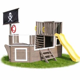 Aire De Jeux Enfant Bois Ginger Home Bateau Pirate Avec Toboggan Et Bac A Sable