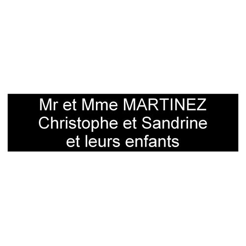 Plaque de boite aux lettres 3 lignes couleur Noire 100x25mm