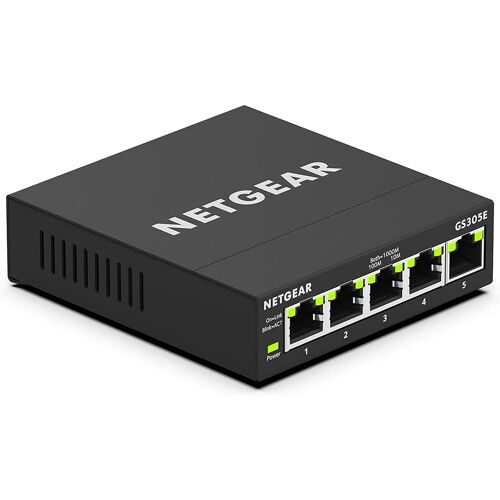 (GS305E) Switch Ethernet 5 Ports RJ45 Metal Gigabit (10/100/1000), Switch RJ45 Manageable Plus, positionnement Bureau ou Mur, repartiteur Ethernet, Plug and Play, Silencieux sans Ventilateur