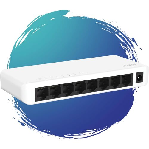 Switch Ethernet SW8000P 8 Ports Gigabit Ethernet : 10/100/1000 Mbps Alimentation Externe pour Extension de Reseau Bureau & Domicile Facile a Installer Boitier Metal Blanc