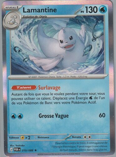 Carte Pokémon - Lamantine - 019/088 - Holo-Rare - Me3 Equilibre Parfait