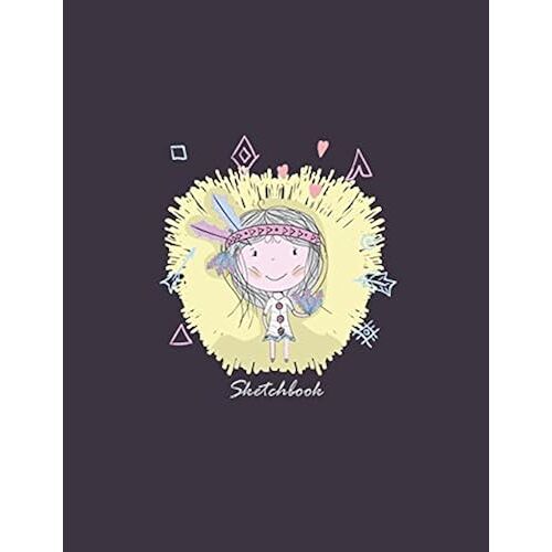Sketchbook: Boho Girls Style On Purple Cover (8.5 X 11) Inches 110 Pages, Blank Unlined Paper For Sketching, Drawing, Whiting, Journaling & Doodling