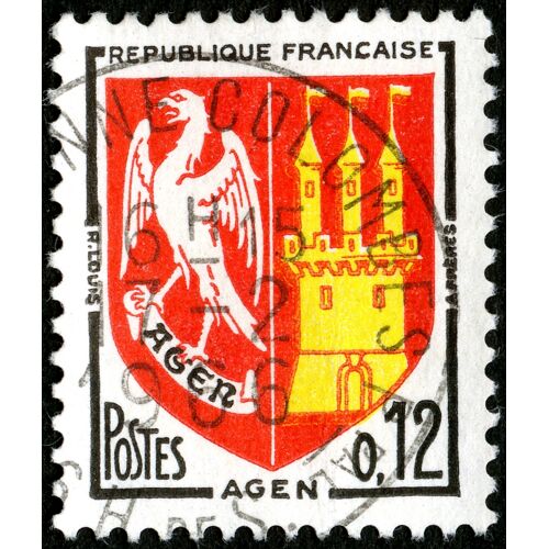 Timbre Oblitéré République Française , Agen , Postes , 0,12