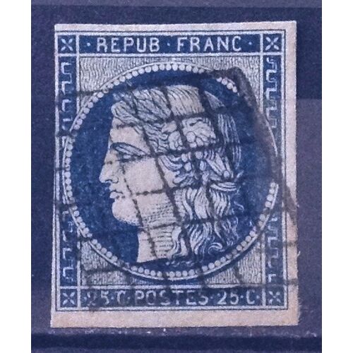 Cérès - Répub Franc - Nd - 25c Bleu Foncé (Superbe N° 4a) Obl - Cote 70,00 - France Année 1849 - N23638