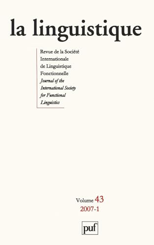 Revue La Linguistique N.43 1 - 2007