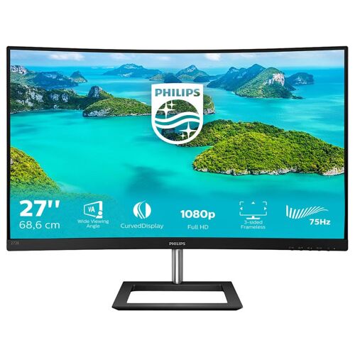 Philips E-line 272E1CA - Écran LED - incurvé - 27" - 1920 x 1080 Full HD (1080p) @ 75 Hz - VA - 250 cd/m² - 3000:1 - 4 ms - HDMI, VGA, DisplayPort - haut-parleurs - noir texturé
