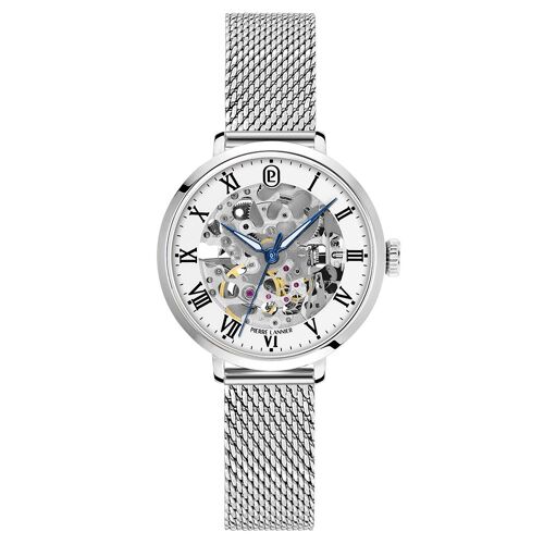 Montre Aut Femme Automatic Argenté Cadran Blanc Bracelet Acier Milanais Argenté 14 Mm