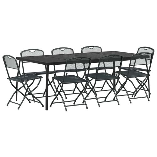 vidaXL Ensemble de meubles d'extérieur 9 pcs Anthracite Fer et Acier