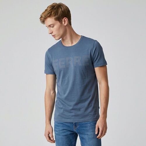 Tee Shirt Col Rond Coton Almaviva Logo À Pois Homme Gianfranco Ferre