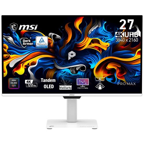 Ecran PC MSI Pro MAX 271UPXW12G 26.5" 3840 x 2160 Full HD Ultra large QD-OLED Blanc