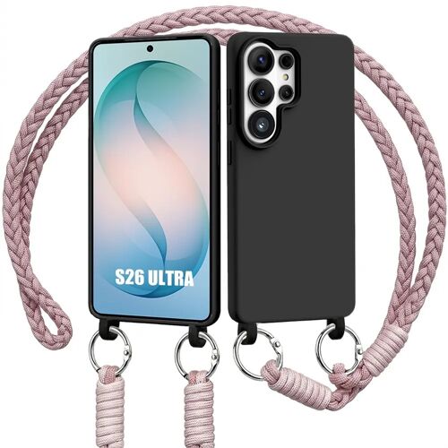 Coque pour Samsung Galaxy S26 Ultra, Protection TPU Slim Anti-Rayures avec Bandoulière Rose - E.F.Connection