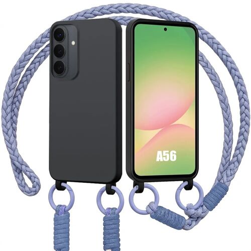 Coque pour Samsung Galaxy A56 5G, Protection Antichoc Silicone Noir avec Cordon Violet - E.F.Connection