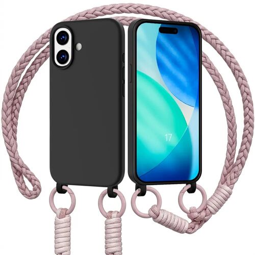 Coque pour iPhone 17, Protection TPU Antichoc Souple Anti-Rayures avec Bandoulière Rose - E.F.Connection