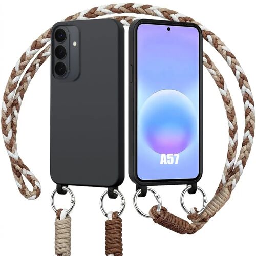 Coque pour Samsung Galaxy A57 5G, Protection TPU Anti-Rayures avec Bandoulière Marron - E.F.Connection