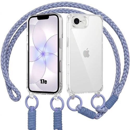 Coque pour iPhone 17e, Antichoc Transparent Rigide Anti-Rayure avec Cordon Violet - E.F.Connection