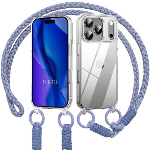 Coque pour iPhone 17 Pro, Protection Antichoc Anti-Rayures Bumper Solide avec Bandoulière Violet - E.F.Connection