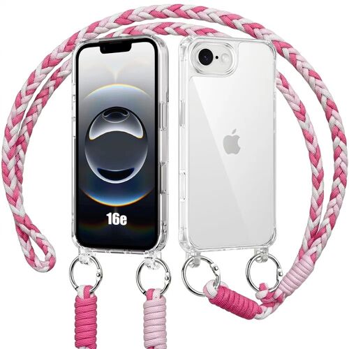 Coque pour iPhone 16e, Antichoc Anti-Rayures Bumper Solide avec Cordon Blanc Rose - E.F.Connection