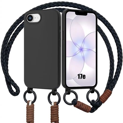 Coque pour iPhone 17e, Protection Antichoc Silicone Liquide Slim avec Cordon Noir - E.F.Connection