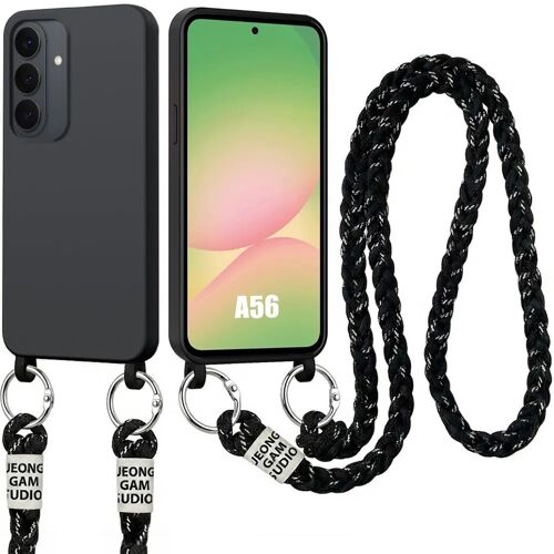 Coque pour Samsung Galasy A56 5G, Protection Silicone Souple Anti-Rayures avec Cordon Noir - E.F.Connection