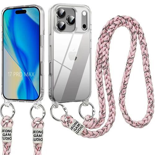 Coque pour iPhone 17 Pro Max, Bumper Rigide Solide Antichoc Anti-Rayures avec Cordon Rose - E.F.Connection