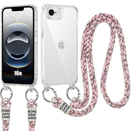 Coque pour iPhone 16e, Antichoc Anti-Rayures Bumper Rigide avec Cordon Rose - E.F.Connection