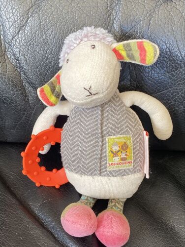 Doudou Agneau Mouton Moulin Roty - Collection les Cousins - Ciboulette gris blanc rose rouge 20cm 