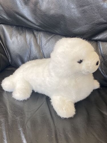 Peluche doudou phoque blanc vintage 30cm