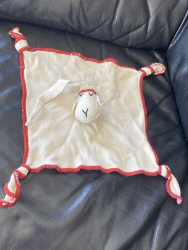 Doudou plat chien bonnet rouge et blanc ardelaine 22*22cm