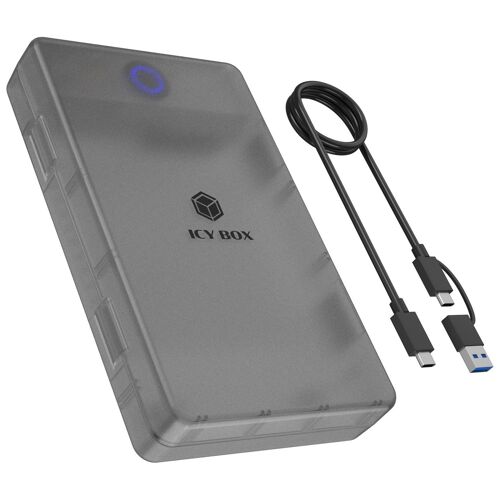 ICY BOX Spade Base 388 Boîtier disque dur/SSD Noir, Transparent 2.5/3.5