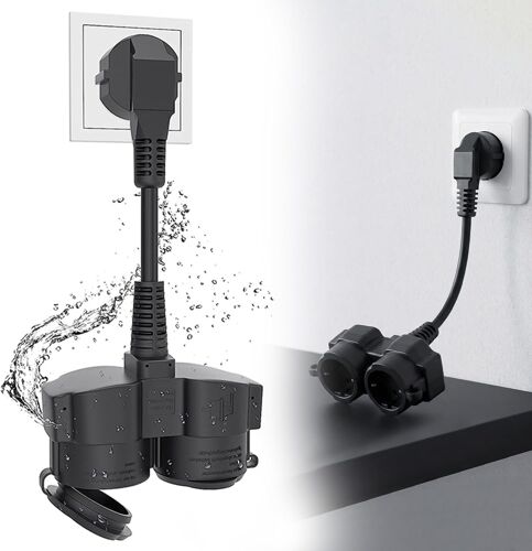 KALANKA-Rallonge Electrique avec 2 Prises Schuko: 16A Rallonge Double Prise Schuko IP44 Etanche Cable D'extension Schuko pour Maison Bureau Intérieur ou Extérieur