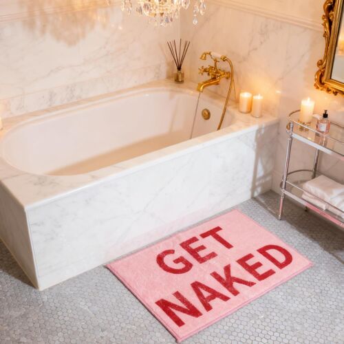 KALANKA-Tapis de Bain 40×60cm ¿ Tapis de Salle de Bain Rose Get Naked Ultra-Absorbant, Doux et AntidéRapant, Sortie de Rapide à Sécher, Lavable en Machine, Idéal pour Douche, WC et Décoration Moderne