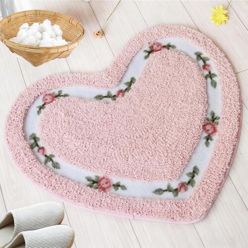 KALANKA-Tapis de Salle de Bain Anti-dérapant Anti-enrayage Vite Sèche Couche-de-Porte Rapide Sèchage Mat, Tapis Anti-Glissement, Sol de Tapis en Forme de C?ur Salle de B