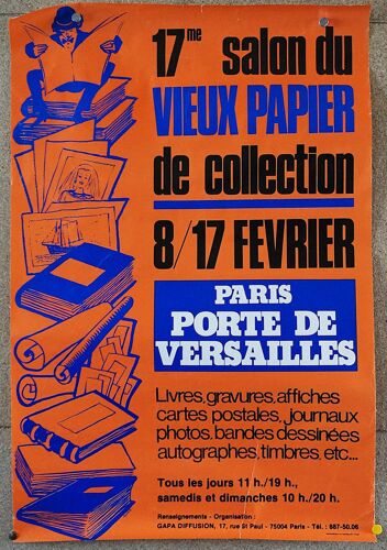 Affiche Publicitaire 40,5 X 60,5 Cm. 17éme Salon Du Vieux Papier De Collection En 1985.