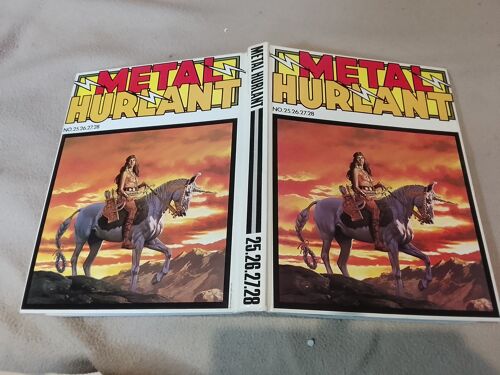 Metal Hurlant , Reliure Éditeur Numero 7 (4 Numeros: 25 26 27 28) , Pages De Moebius, Druillet, Voss, Lob, Caza, Dionnet,  Clerc, Gillon,  Alias,  Ceppi, Goimard, Chaland, Corben,