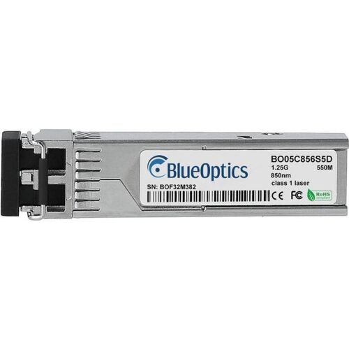 BlueOptics MGBIC-LC01. SFP Transceiver-Typ: Faseroptik, Maximale Datenübertragungsrate: 1250 Mbit/s, Schnittstelle: SFP. Produktfarbe: Silber. Gewicht: 20 g. Anzahl enthaltener Produkte: 1 Stück(e), Paketgewicht: 30 g (MGBIC-LC01-BO)