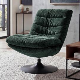 Fauteuil de salon HWC-Q29, fauteuil de cocktail/rembourré/relax, fauteuil pivotant, tissu chenille (470 g/m²), certifié Oeko-Tex, structure en acier   vert