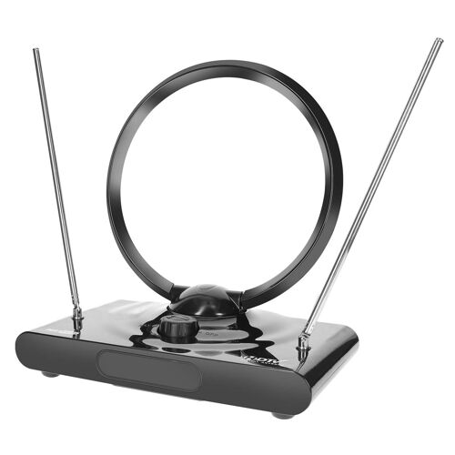 Antenne TV Ronde Numérique HDTV 38 dBi Réception TNT / DVB-T Ultra Puissante MAXEXCELL Noir