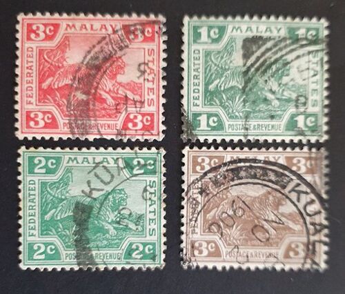Malaisie Oblitéré N° 39-42-43-53 Lot De 4 Timbres De 1906-21