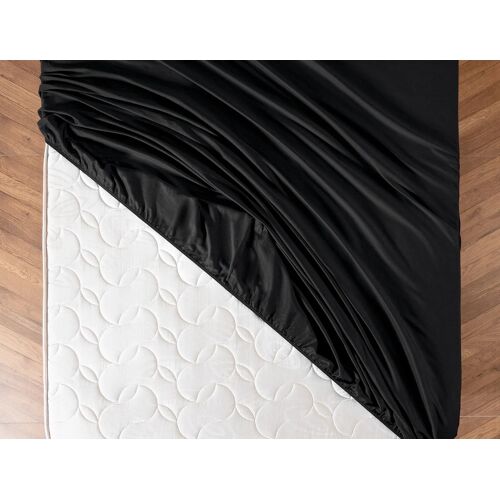 Drap Satin Double Élastique Ciel - Noir